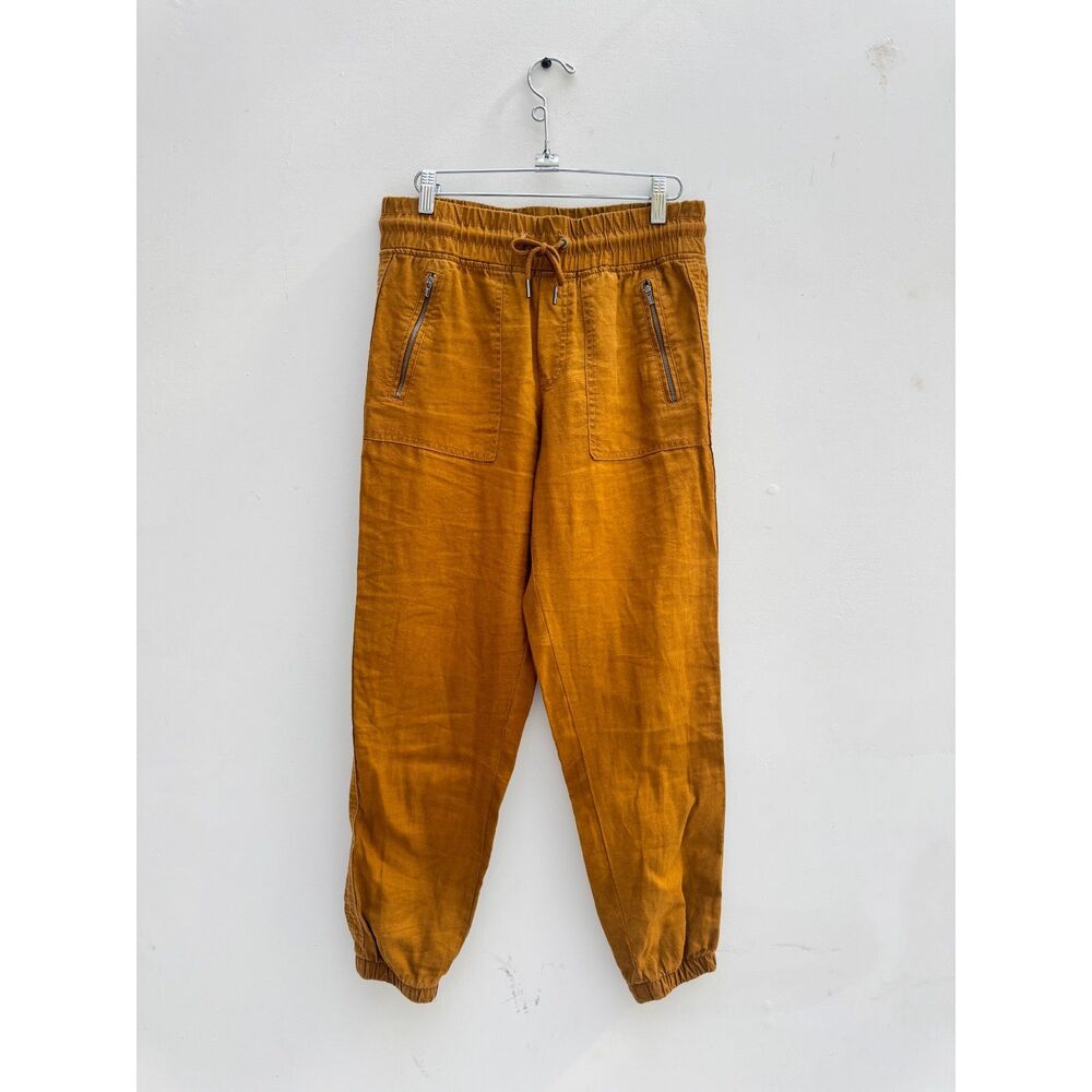Athleta Toasted Ochre Cabo 100% Linen Jogger Pants Size 2 Toasted Ochre Mustard